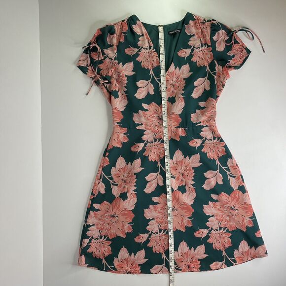 J Crew Mercantile Dress Womens Sz 4 Floral Green Tie Sleeve Garden Party Spring - Picture 12 of 16